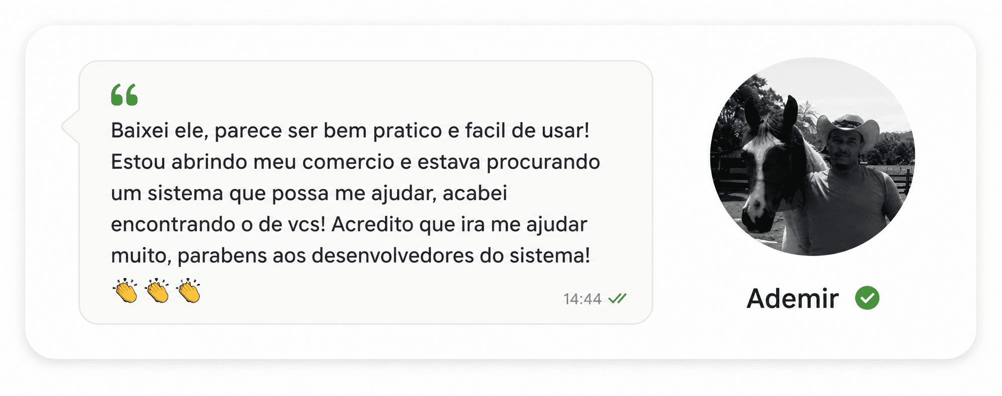 Depoimento real de cliente do APPLoja
