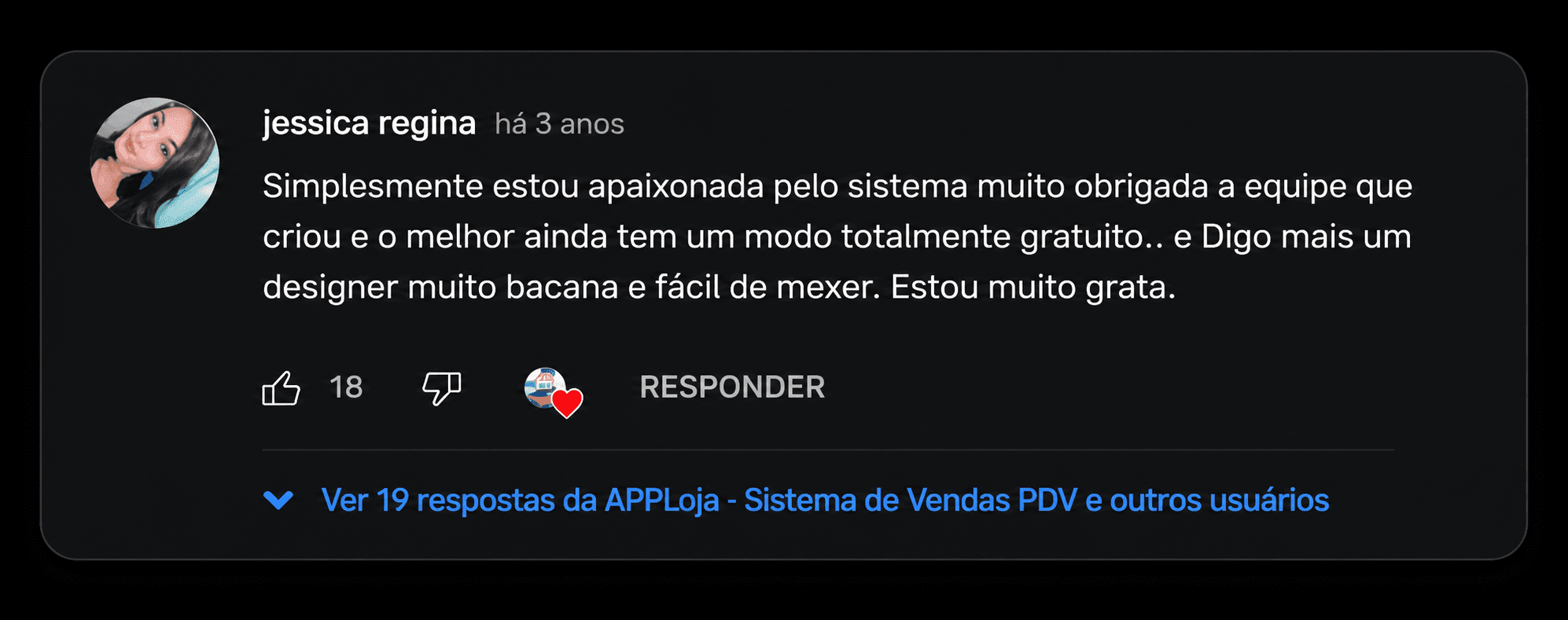 Depoimento real de cliente do APPLoja